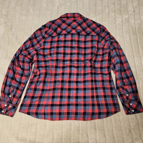 BOGO Free🦋 BC Clothing Pink/Blue Plaid Fleece Lined Button Down Shacket Shirt - Picture 12 of 13